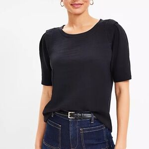 LOFT Short sleeve black Petal Sleeve Top